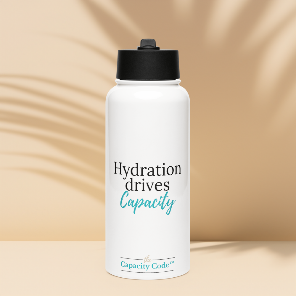Hydration Drives Capacity Stainless steel water bottle with a straw lid