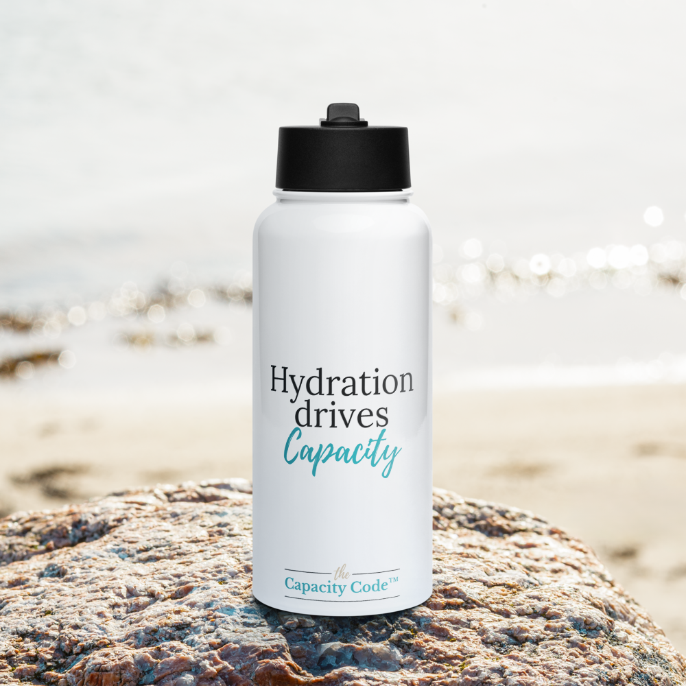Hydration Drives Capacity Stainless steel water bottle with a straw lid