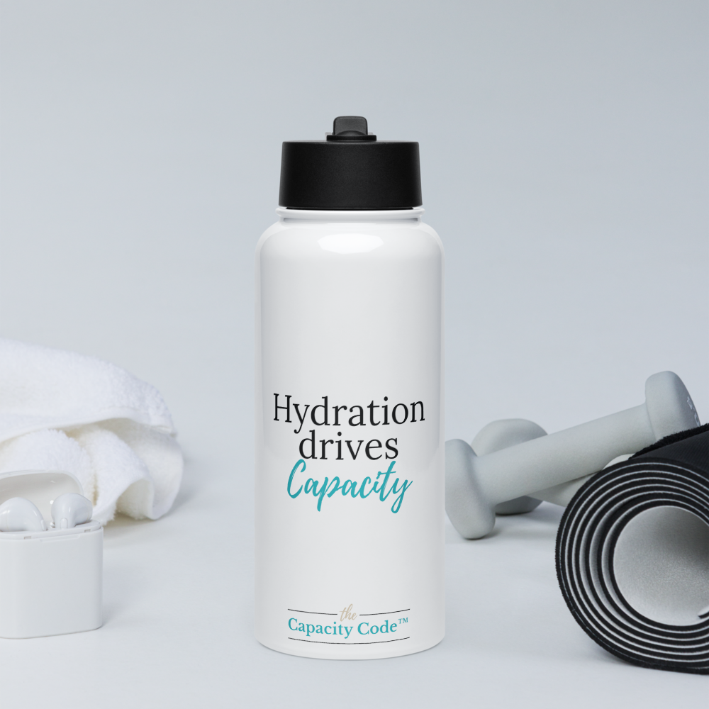 Hydration Drives Capacity Stainless steel water bottle with a straw lid