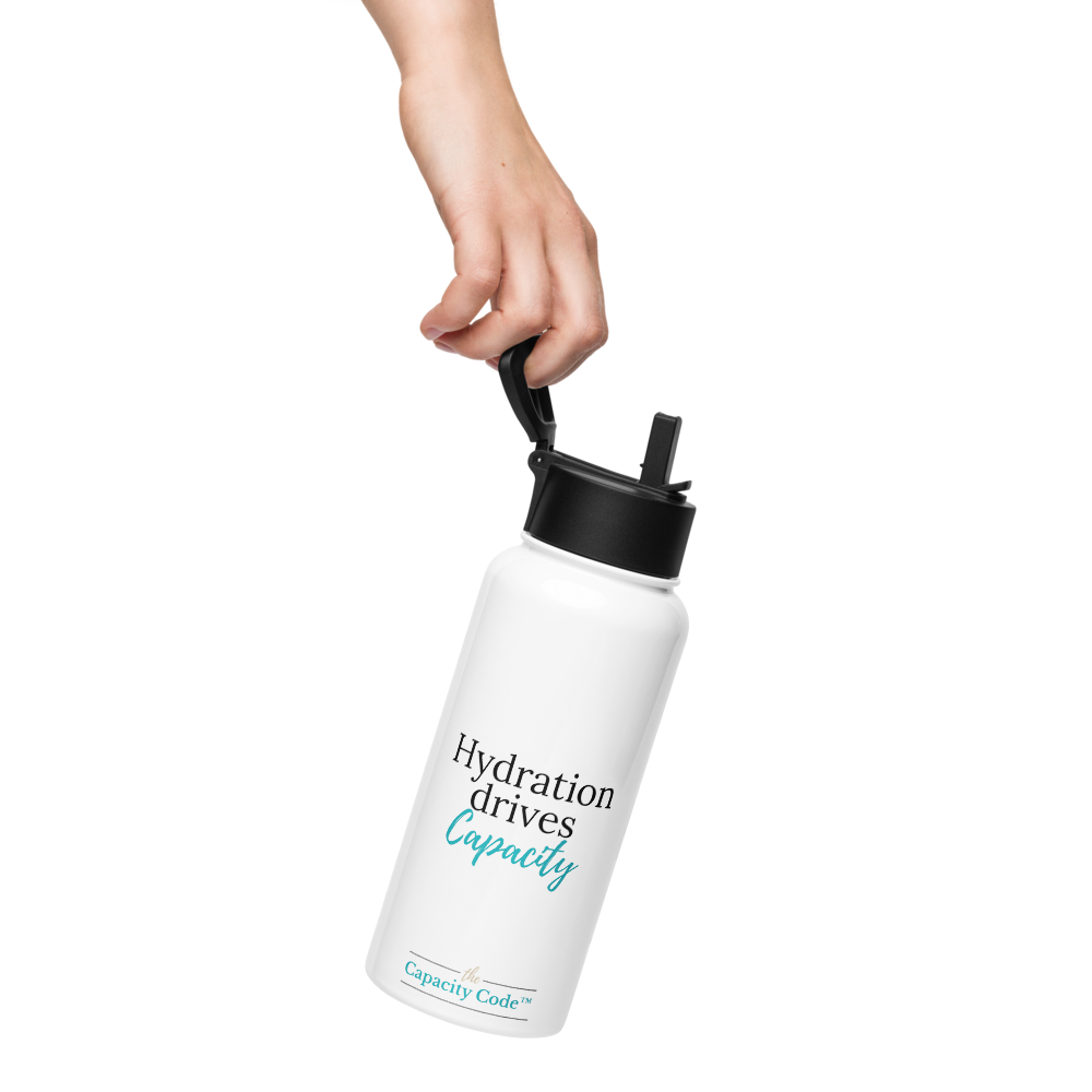 Hydration Drives Capacity Stainless steel water bottle with a straw lid