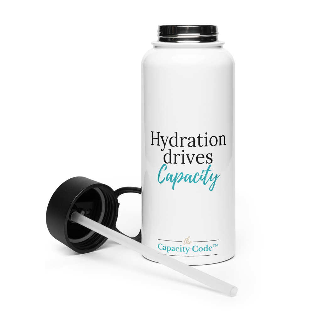 Hydration Drives Capacity Stainless steel water bottle with a straw lid